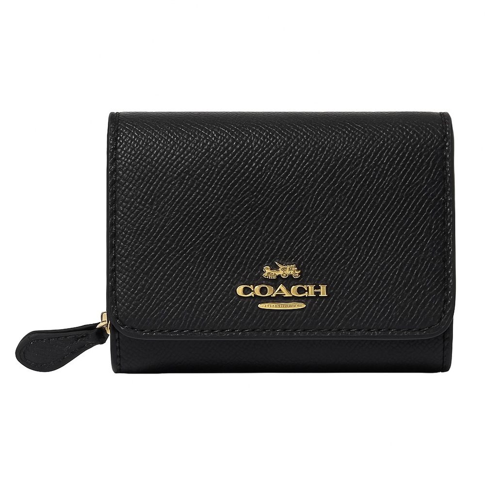 Coach Black Leather Compact Wallet